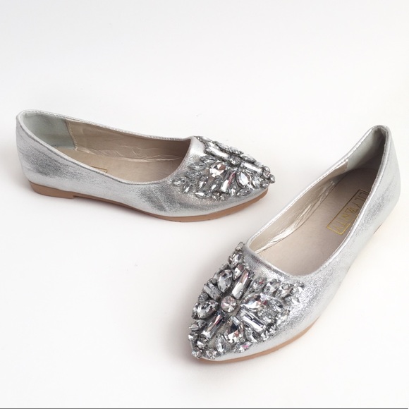 Lily White Shoes - Lily Vanity | Crystal Embellished Flats